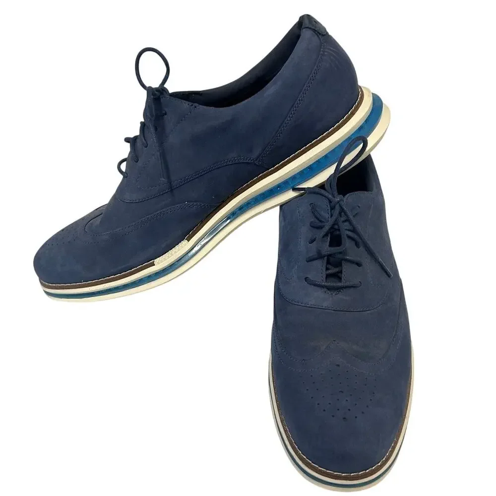 Cole Haan Original Grand Cloudfeel Energy Wingtip Oxfords Marine Blue and Ivory